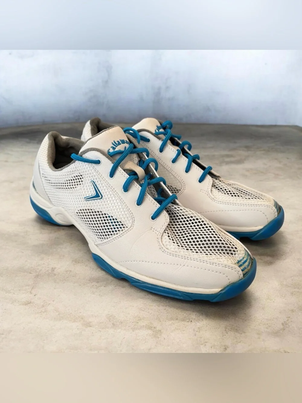 Callaway Solaire Golf Shoes Women 9.5 White Blue breathable mesh